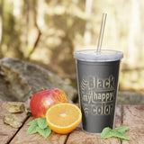 Black Is My Color Sarcastic Funny Plastic Tumbler with Straw